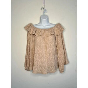 Easel Womens Knitted Off The Shoulder Ruffle Knitted Top Romantic Boho SIZE S